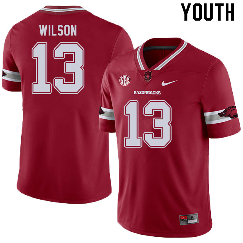 Youth #13 Jaedon Wilson Arkansas Razorbacks College Football Jerseys Sale-Alternate Cardinal
